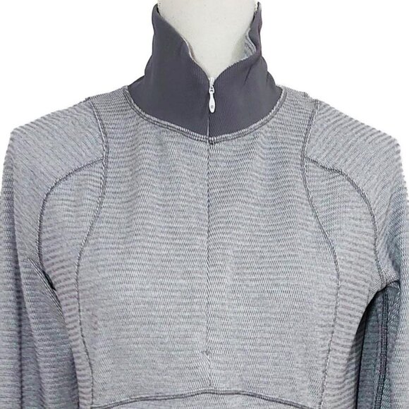 Lululemon Runderful 1/2 Zip Mini Check Pique White Heathered Slate/Slate - Picture 11 of 16